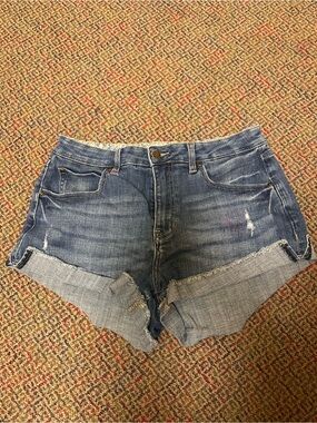 Frayed Hem Blue Denim Jean Shorts for Women